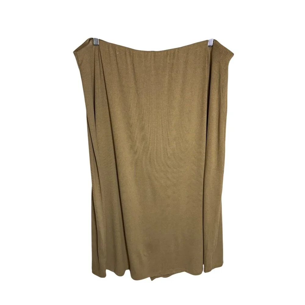 Vince Overlap Midi Skirt Tan Neutral Cotton Tencel-sz XXXL